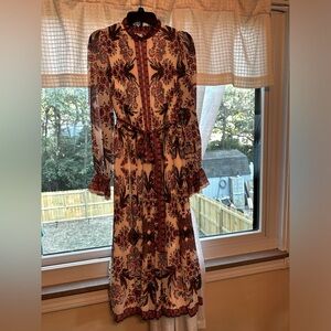 Its Your Season Ivory White Floral Midi Dress. Large worn once great condition.